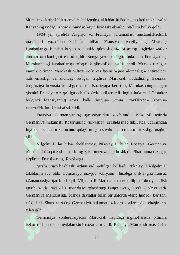 XX asrning so'nggi choragida Angliyaning tashqi siyosati 8