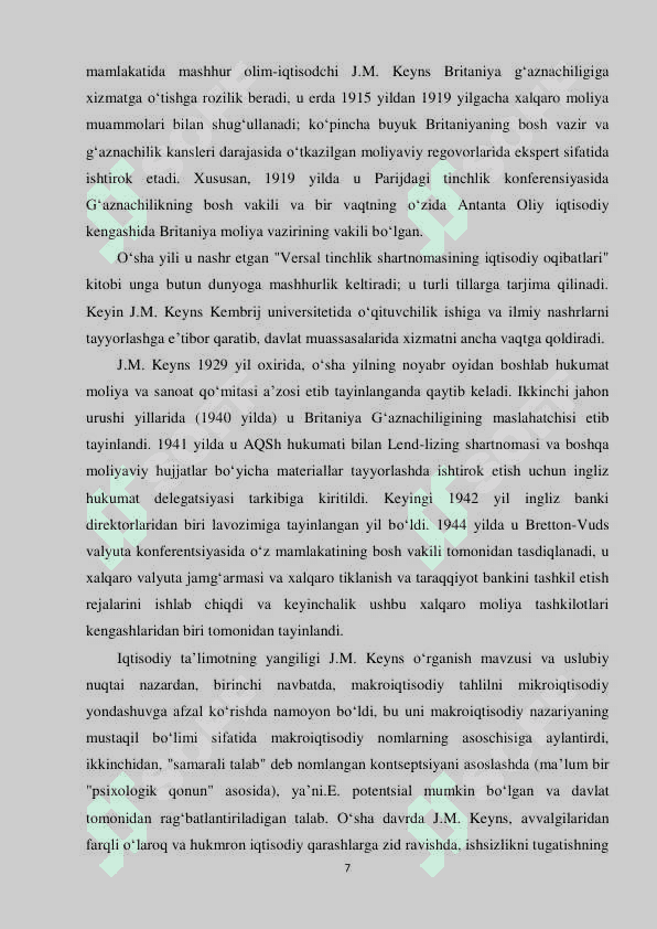 J.M.KEYNS TA’LIMOTIDA INSON ROLI. 7