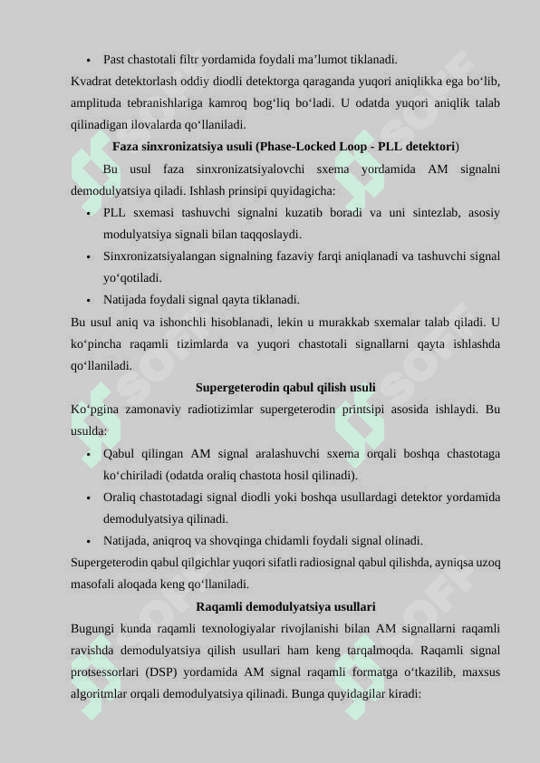 Amplitudaviy modulyatsiyalangan signallarni detektorlash 7
