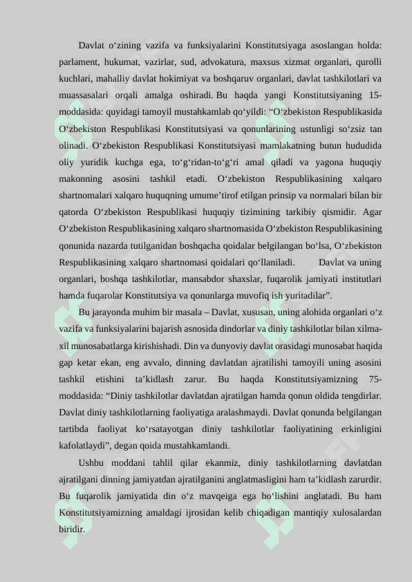 O‘zbekiston suveren, demokratik, huquqiy, ijtimoiy va dunyoviy davlat 8