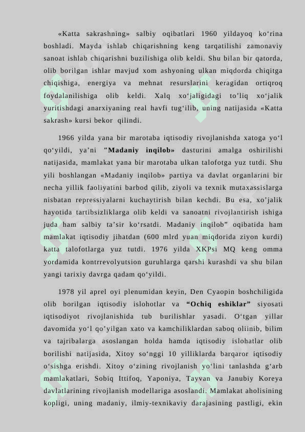 Xitoy iqtisodiy rivojlanish modelining o'ziga xos 8