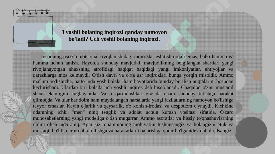 Uch yosh inqirozi 2