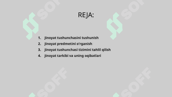 Jinoyat tushunchasi predmeti va tizimi.Jinoyatchilik tushunchasi ,uning tarkibi va latent jinoyat 2