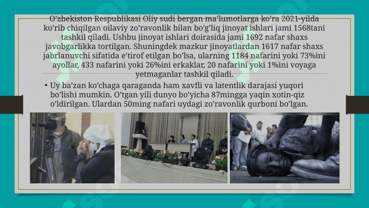 Oilada sodir etiladigan jinoyatlarning kriminologik tavsifi va oldini olish 8