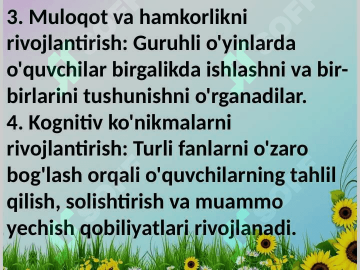 Integratsiyalashgan ta'limda o`yin texnologiyalari 4