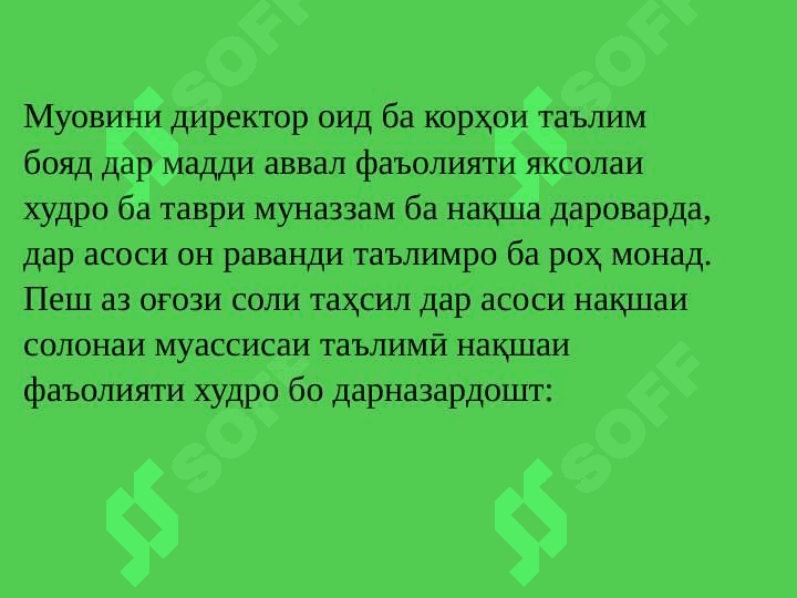 УСУЛИ КОРИ МУОВИНИ ДИРЕКТОР ОИД БА ТАТБИҚИ ЧОРАБИНИҲОИ АУДИТОРӢ ВА БЕРУНАЗСИНФӢ 3