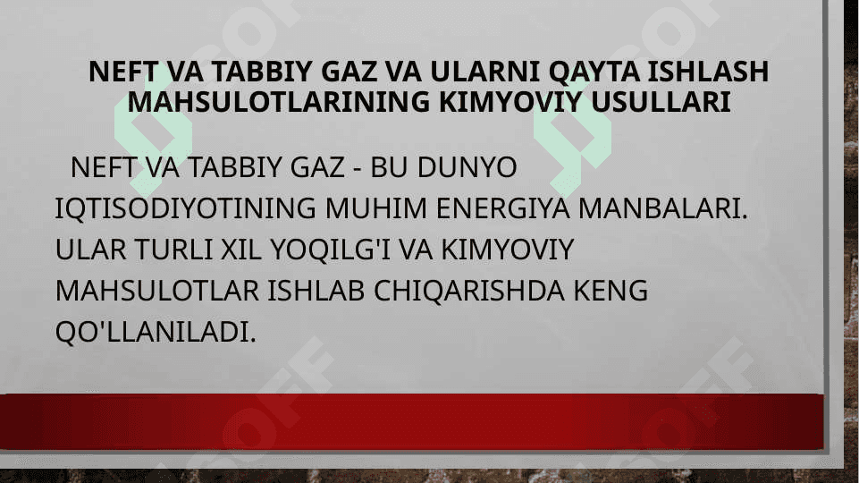Neft tabiiy gaz va ularni qayta ishlash mahsulotlarini tozalashning kimyoviy usullari 2