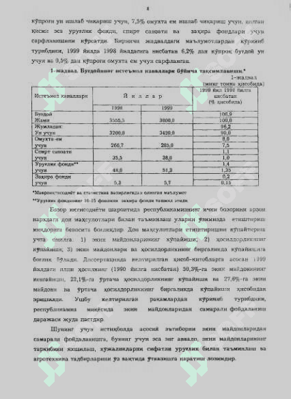ДОН МАХ.СУЛОТЛАРИ МАРКЕТИНГИ ВА УНИ ТАКОМИЛЛАШТИРИШ  (Узбекистон Республикаси мисолида) 8