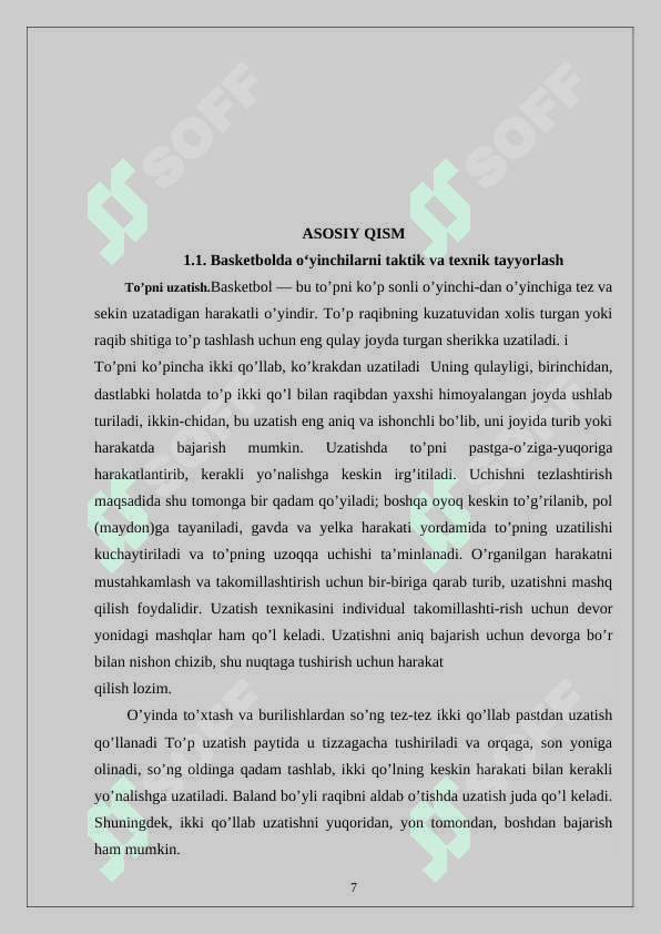 Basketbol o’yinida o’yinchilarni hujumdagi xamkorligi 6