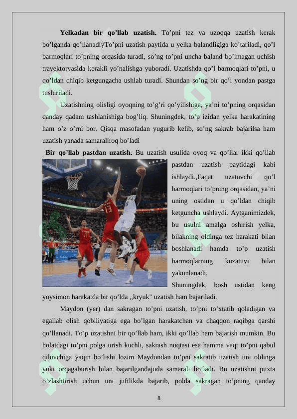 Basketbol o’yinida o’yinchilarni hujumdagi xamkorligi 7