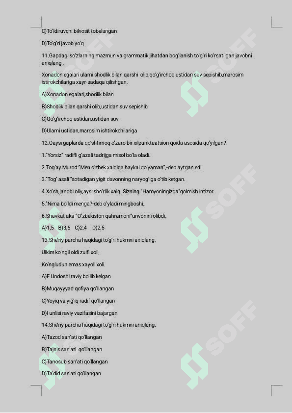 Ona  tilidan milliy sertifikat testi 3