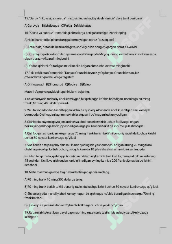Ona  tilidan milliy sertifikat testi 4