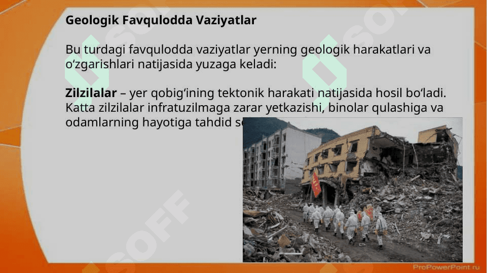 Tabiiy tusdagi favqulodda vaziyatlar ularning tasnifi 4