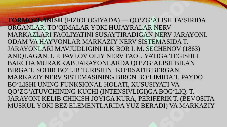 Asab jarayonlarining qo‘zgalishi va tormozlanishi 8