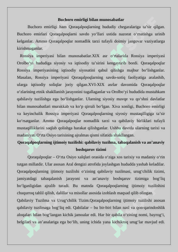 XVI-XIX asrlarda Qoraqalpoqlarning ijtimoiy iqtisodiy 6