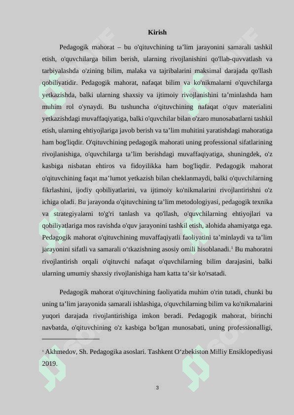 PEDAGOGIK MAHORAT HAQIDA TUSHUNCHA,UNING O’QITUVCHI FAOLIYATIDA TUTGAN O’RNI VA AHAMIYATI. 3
