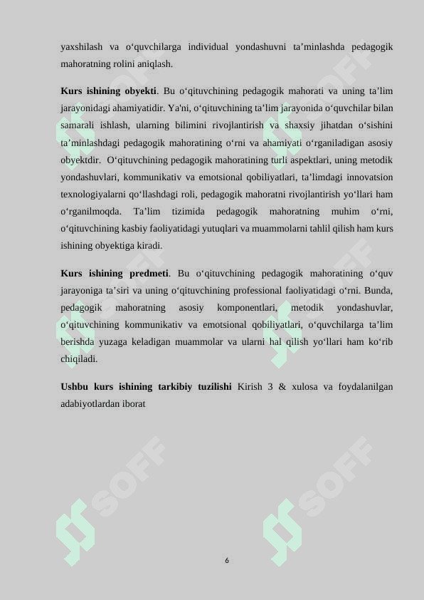 PEDAGOGIK MAHORAT HAQIDA TUSHUNCHA,UNING O’QITUVCHI FAOLIYATIDA TUTGAN O’RNI VA AHAMIYATI. 6
