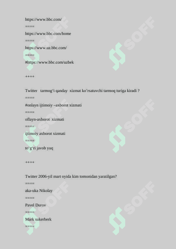 Mediasavodxonlik test savollar javoblari bilan birga 6