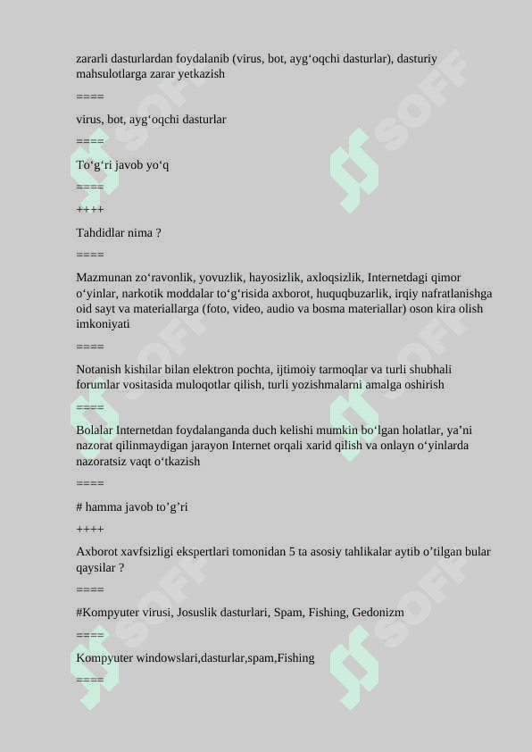 Mediasavodxonlik test savollar javoblari bilan birga 2