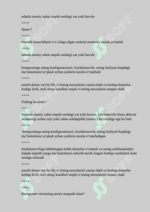 Mediasavodxonlik test savollar javoblari bilan birga 4