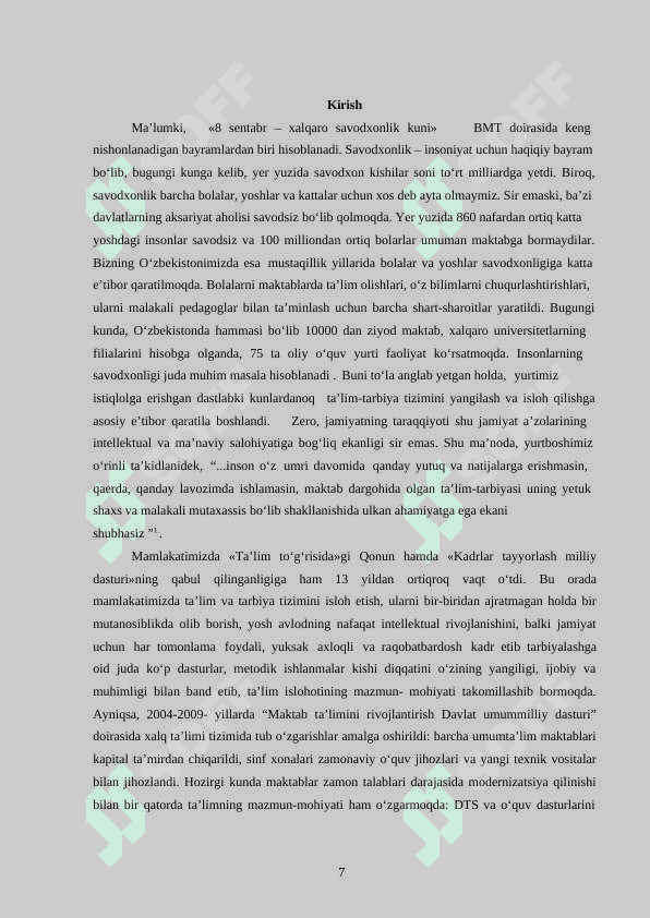 YOZMA SAVODXONLIKNI O’STIRISHDA TA’LIMIY YOZMA ISHLARNING O’RNI 6