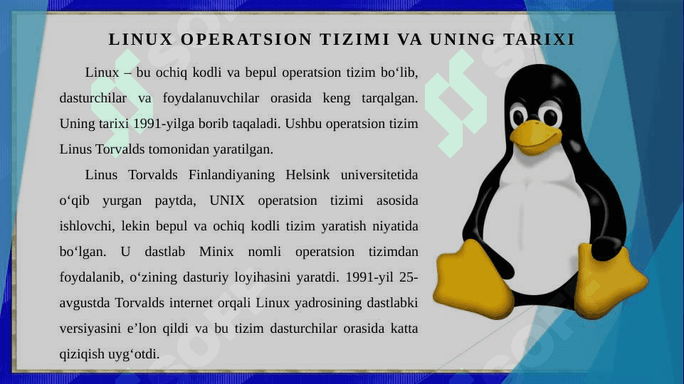 Linux operatsion tizimi va uning distributivlari. Linux yadrosi 3