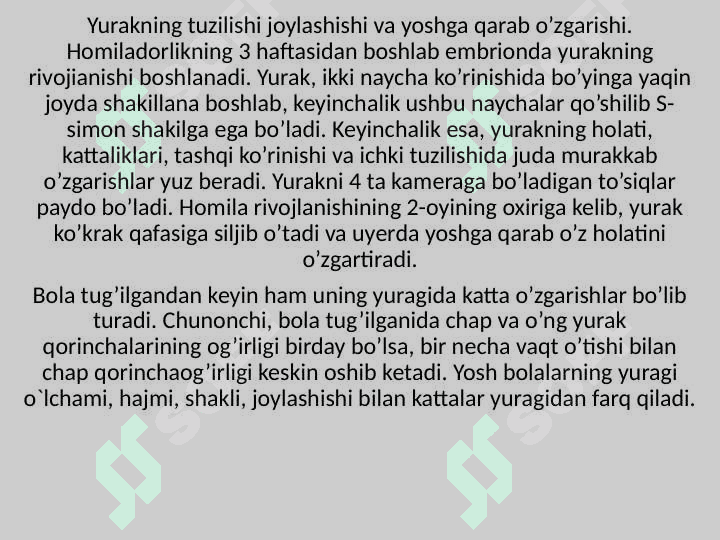 Yurak tuzilishi va yoshga boĝliq xususiyatlari 3