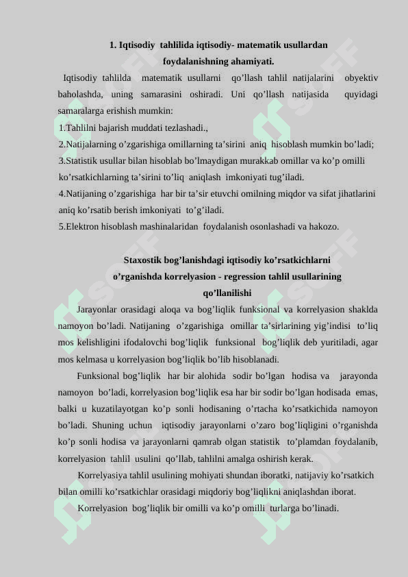 Iqtisodiy tahlilda iqtisodiy matematik usullardan foydalanish 2