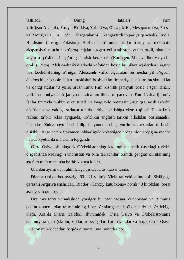 Arrian Flaviyning “Iskandarning yurishlari” asari 6