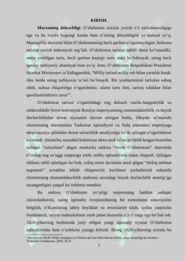 TURKISTONDA YANGI IQTISODIY SIYOSATNING OLIB BORILISHI 2