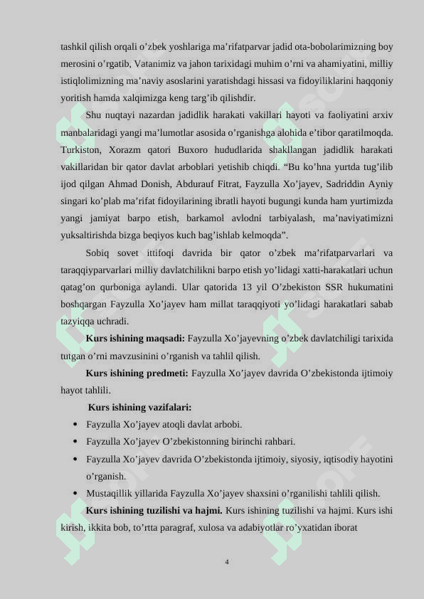 FAYZULLA XO’JAYEVNING O’ZBEK DAVLATCHILIGI TARIXIDA TUTGAN O’RNI 4