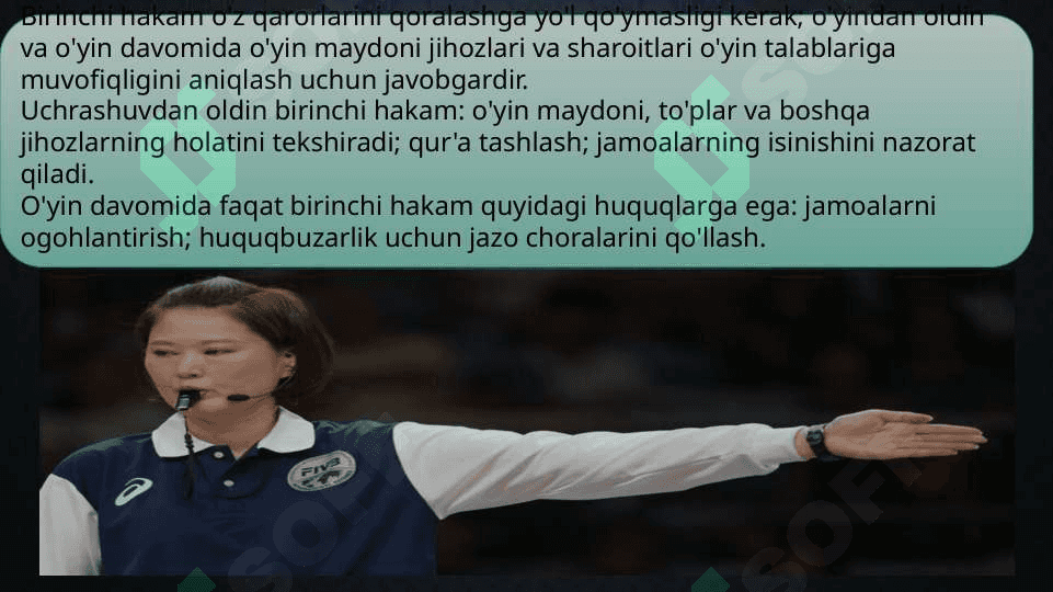 voleybol o'yinichi bo'yicha hakamlik qilish 8