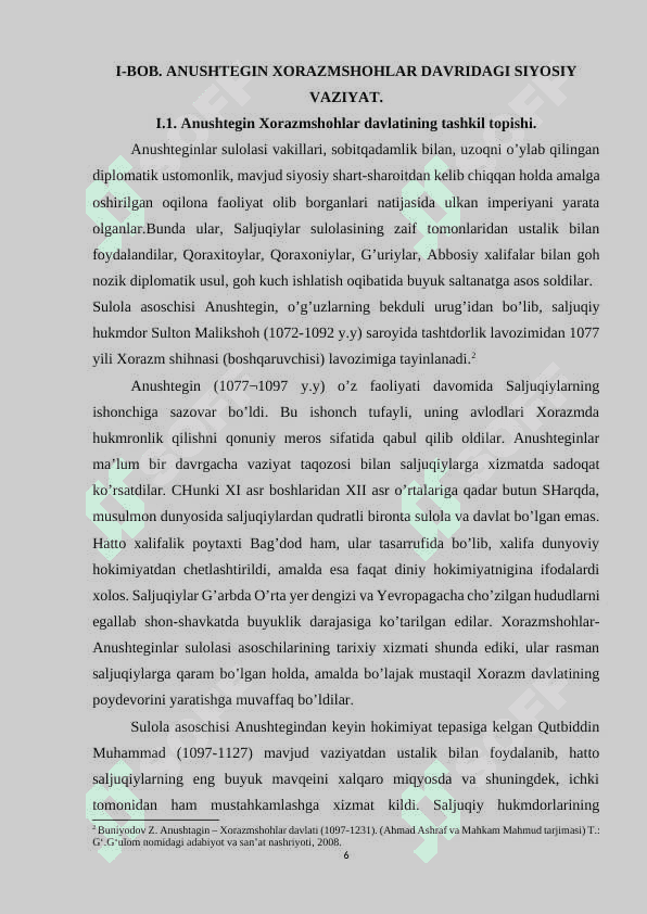 XIII-ASR BOSHLARIDA XORAZMSHOHLAR DAVLATINING SIYOSIY AHVOLI 6