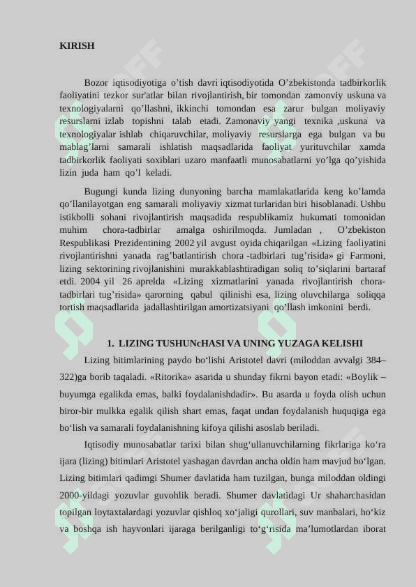 Lizingning mоhiyati va lizing оpеratsiyalari turlari 2