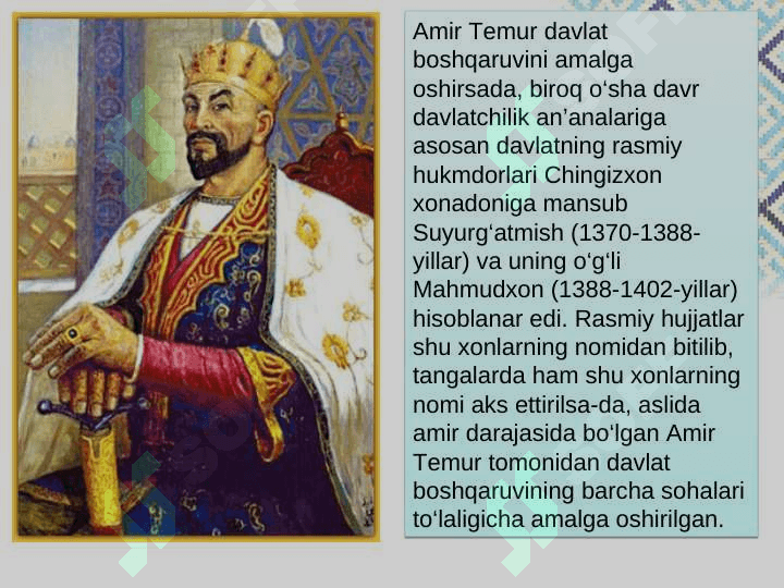 Amir temur davlatining boshqaruvi 3