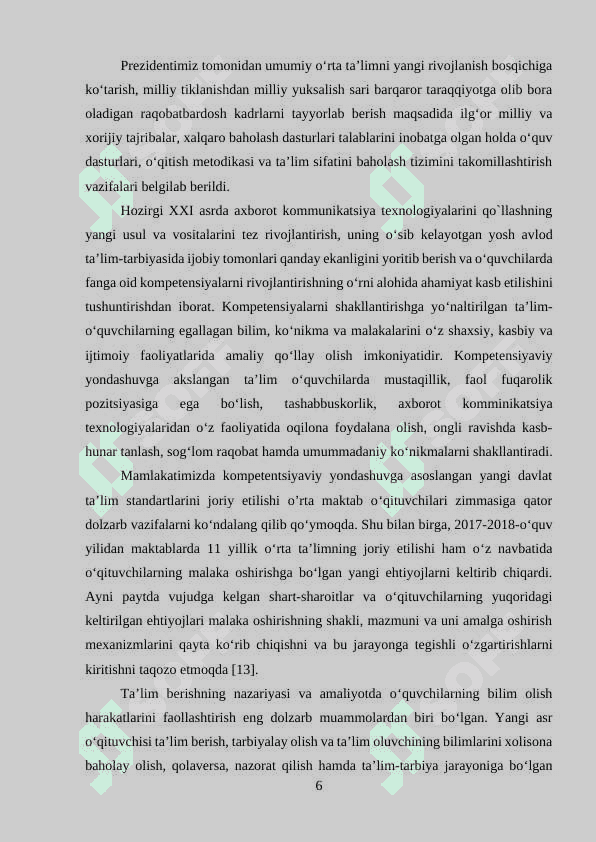 ALGEBR DARSLARIDA O‘QUVCHILRDA FANGA OID KOMPETENSIYALARNI SHAKLLANTIRISH USULLARI 6
