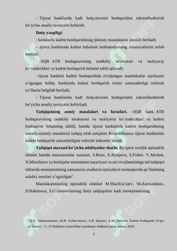 Tijorat banklarida kadrlarni tanlash jarayonini rivojlantirish yo’llari 5