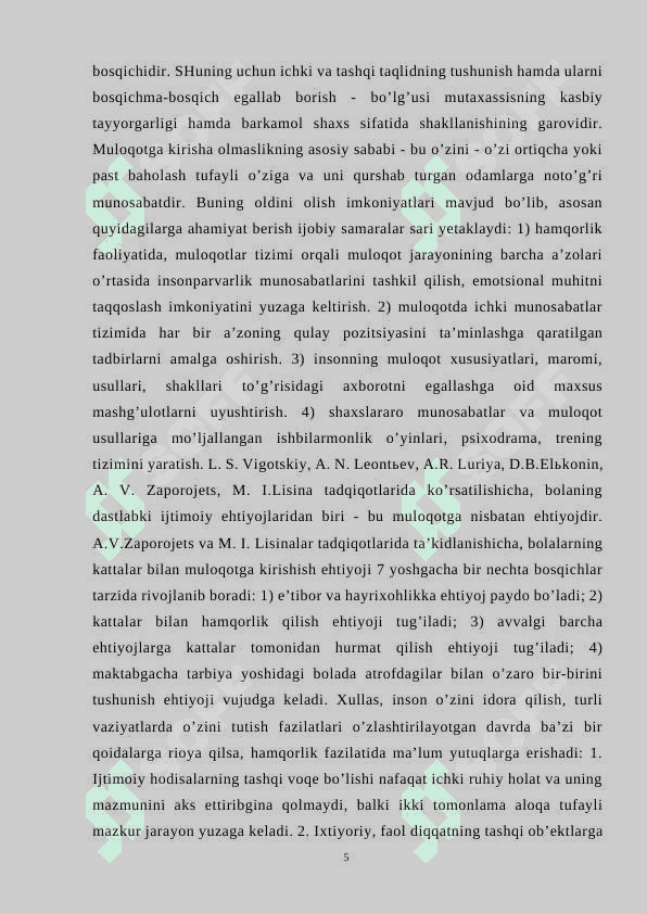 Muloqotning rivojlanishida ijtimoiy muhitning roli 5