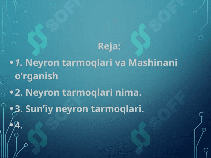 Neyron tarmoq texnalogiyalari 2