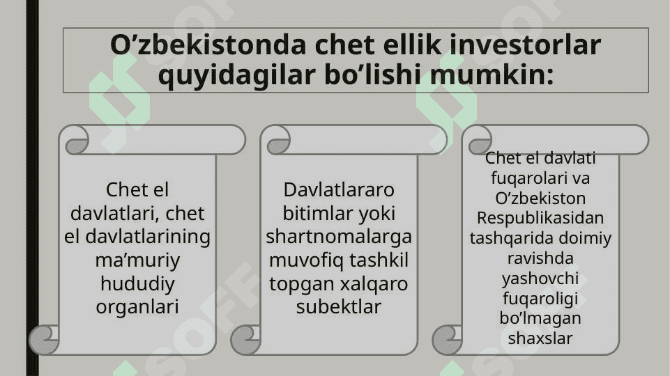 Xorijiy investitsiyalarni tartibga solish (O'zbekiston) 7