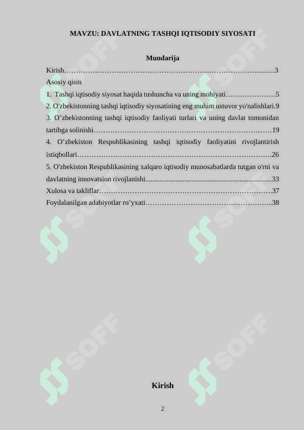 Davlatning tashqi iqtisodiy siyosati 2