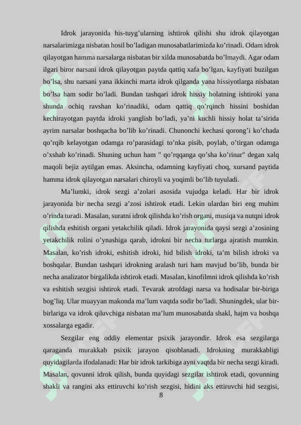 IDROK HAQIDA TUSHUNCHA VA UNING PSIXOFIZIOLOGIK ASOSI 8