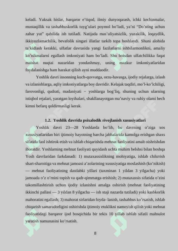 Yoshlik davrida psixologik rivojlanish xususiyatlari 8