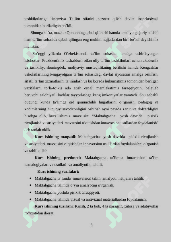 Maktabgacha  yosh davrida  pisixik rivojlanish xususiyatlari  mavzusini o’qitishdan innavotsion usullardan foydalanish 5