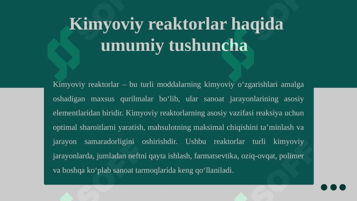 Kimyoviy reaktorlar turlari va tuzilishi 3