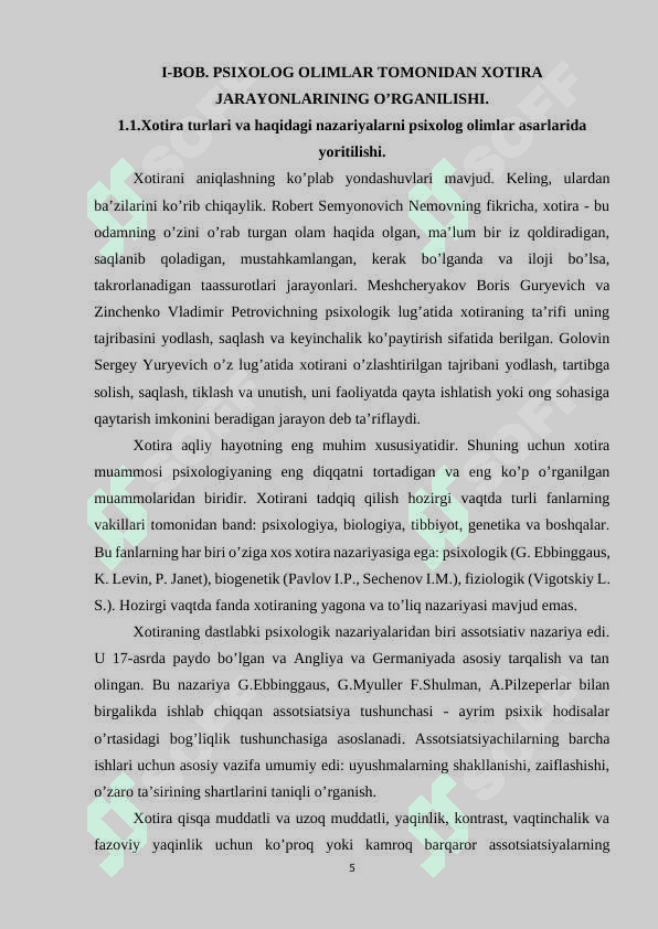 Xotira haqida umumiy tushuncha turlarining rivojlanish xususiyatlari 5