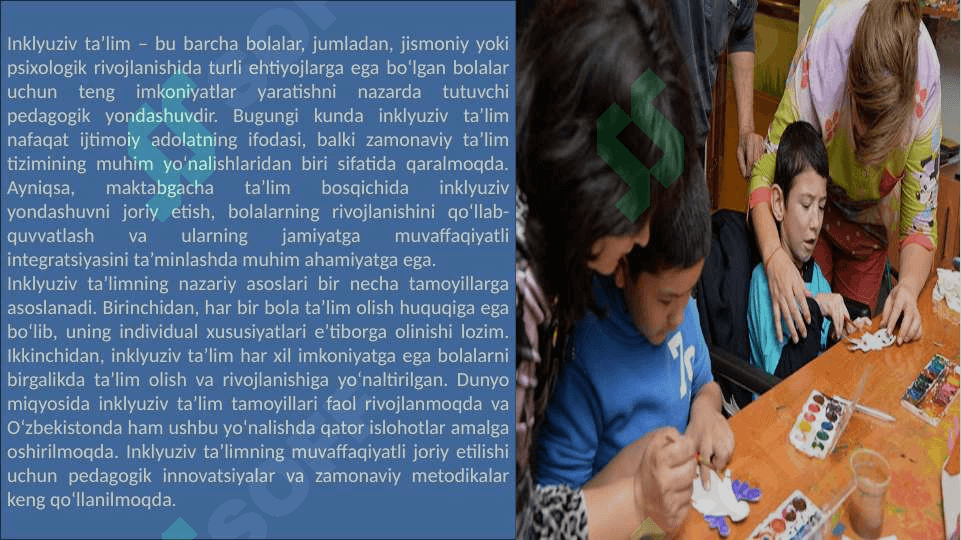 Maktabgacha inklyuziv ta'lim fan sifatida. 2