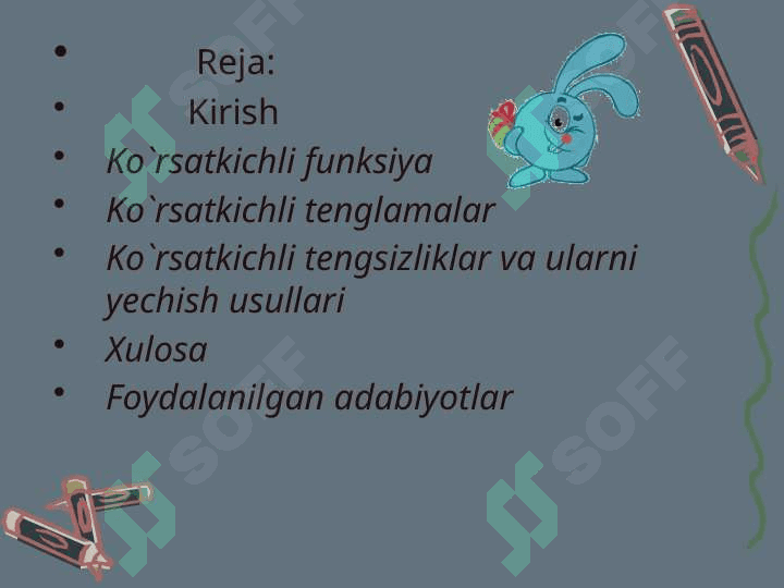 KO`RSATKICHLI FUNKSIYA 2