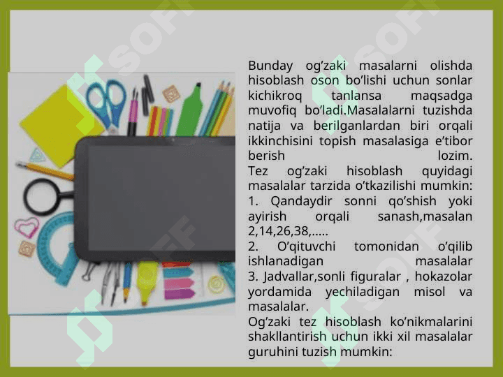 Og'zaki hisob usullarini o'rgatish 4