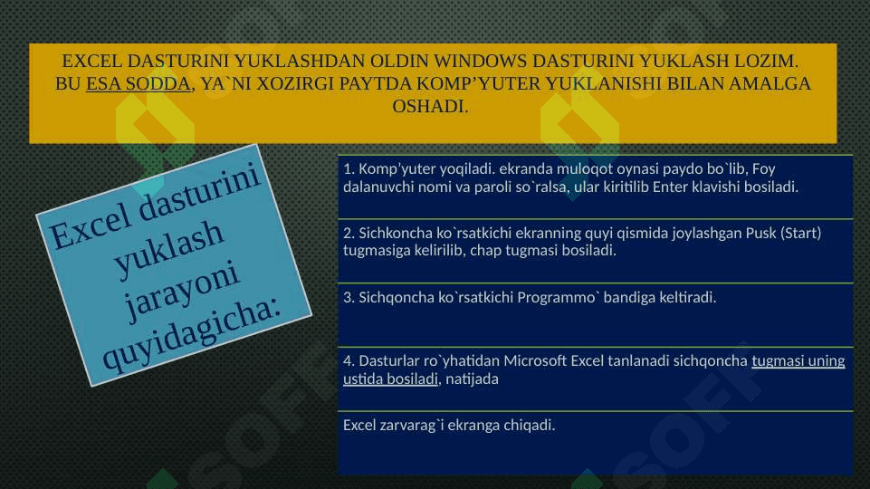 Exsel dasturida avto to'ldirishlar va avto hisoblashlar 7